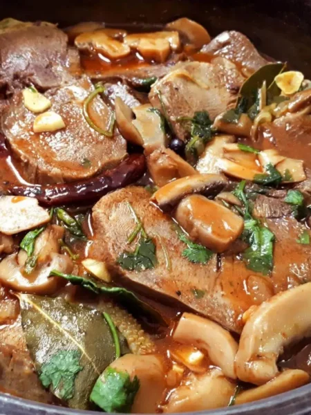 Beef Tongue in Mushroom Sauce