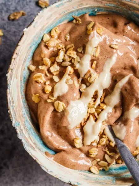 Vegan Chocolate Banana Parfait Frozen Chocolate-Tahini Banana Cream